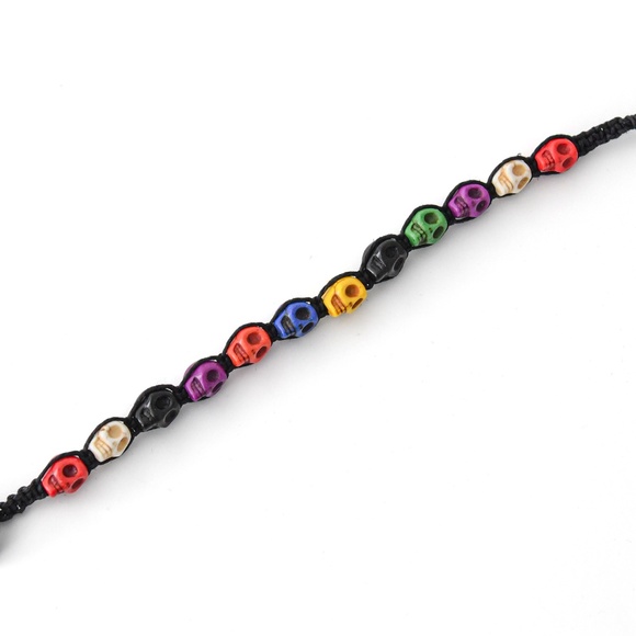 Black Colored Skull Bracelet, Handmade, Handcrafted Jewelry, Holiday - Picture 3 of 4